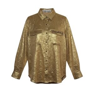 Rodeo Quincy Don’t Gild the Lily Gold Metallic Button Up Size XL